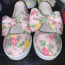 Janie and Jack Girls Floral Bow Shoes Pink Mary Jane Sneakers NWT Sz 8