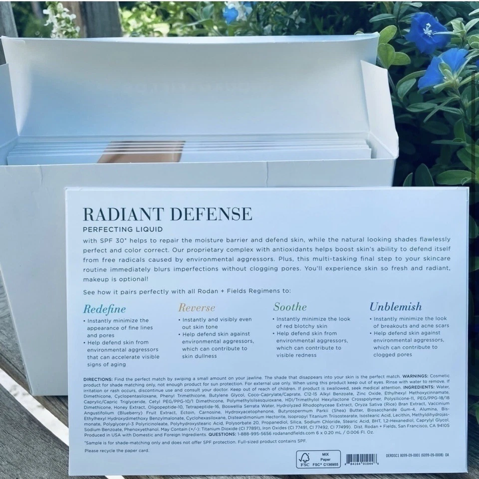 NEW Box Of 10 Radiant Defense Rodan +Fields Sample Cards 6 Shades Each Card - Image 3 of 4