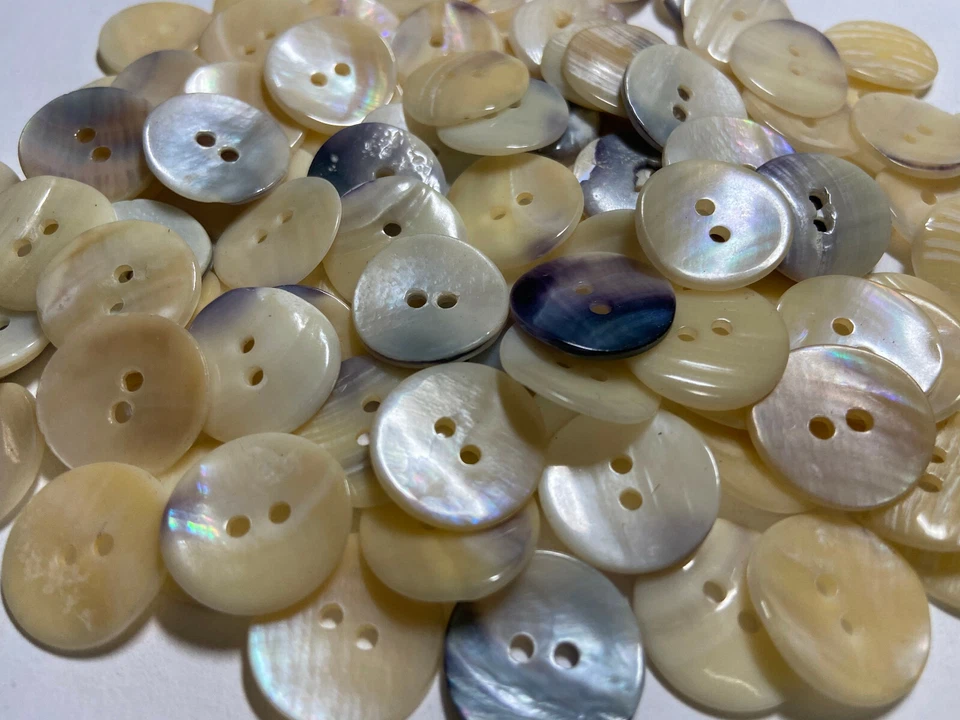 Japanese "NATURAL MUSSEL SHELL" 11mm 15mm 18mm 20mm 23mm 2hole - Image 2 of 4