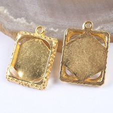 10pcs Inner Size:15.8x13mm Gold Tone Picture Frame Charm H3391
