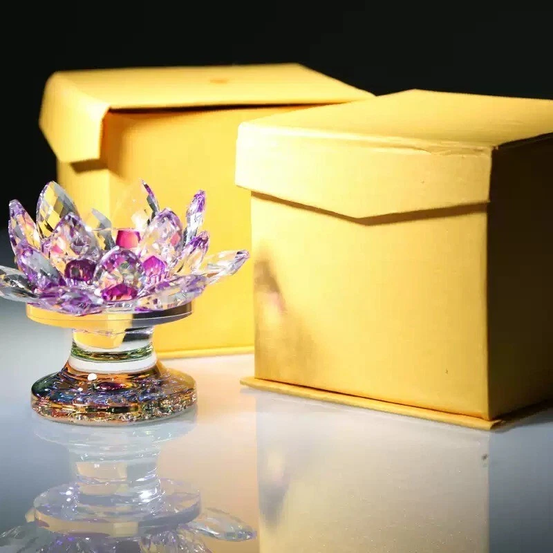 Cristal Artesanal Loto Candelabro Vidrio Candelabro Loto Mantequilla Lámpara Decoración Foto 2 de 4