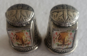 2 NICE IDENTICAL VINTAGE COLLECTORS THIMBLES "EGYPT"