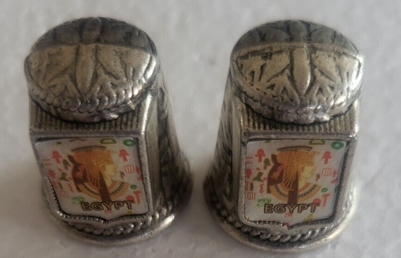 2 NICE IDENTICAL VINTAGE COLLECTORS THIMBLES "EGYPT"