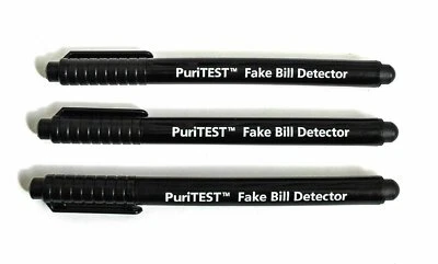 PURITEST 3 Pack Counterfeit Money Detector Pen Marker Fake Dollar Bill Currency Check