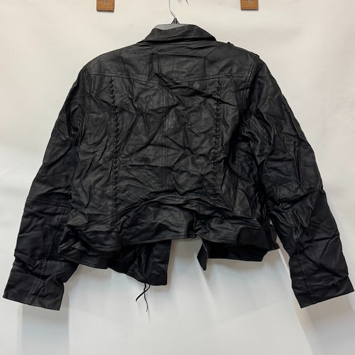 City Chic Womens Plus L 20 Black Whip Stitch Faux Leather Moto Jacket NWT B68 - Picture 6 of 7