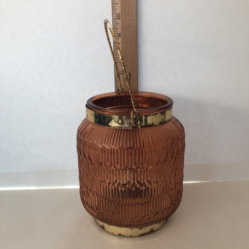 Vintage MOROCCAN VASE/TEA Light Candle LANTERN LAMP Amber Glass 10" Incl. Handle - Picture 5 of 10