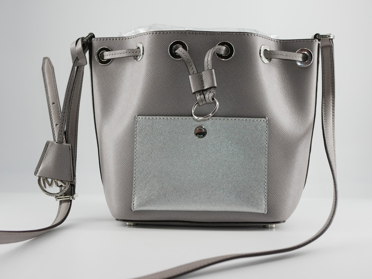 Michael Kors Pearl Grey Greenwich Crossbody Bucket Bag | eBay