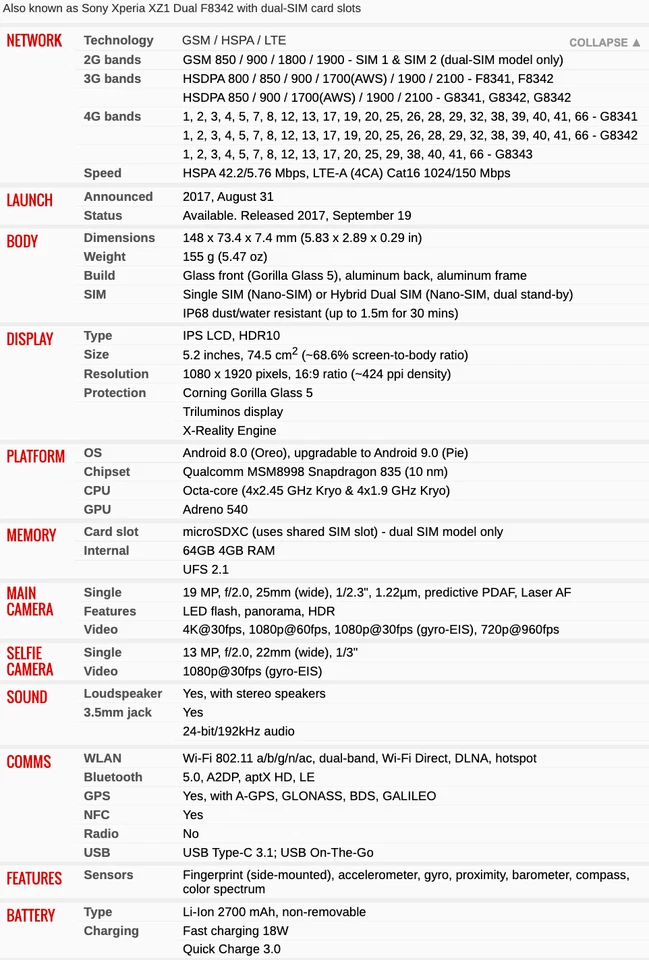 Sony Xperia XZ1 G8341 Single SIM 4G LTE 4GB Ram 64GB Rom Octa-core 5.2" - Image 3 of 4