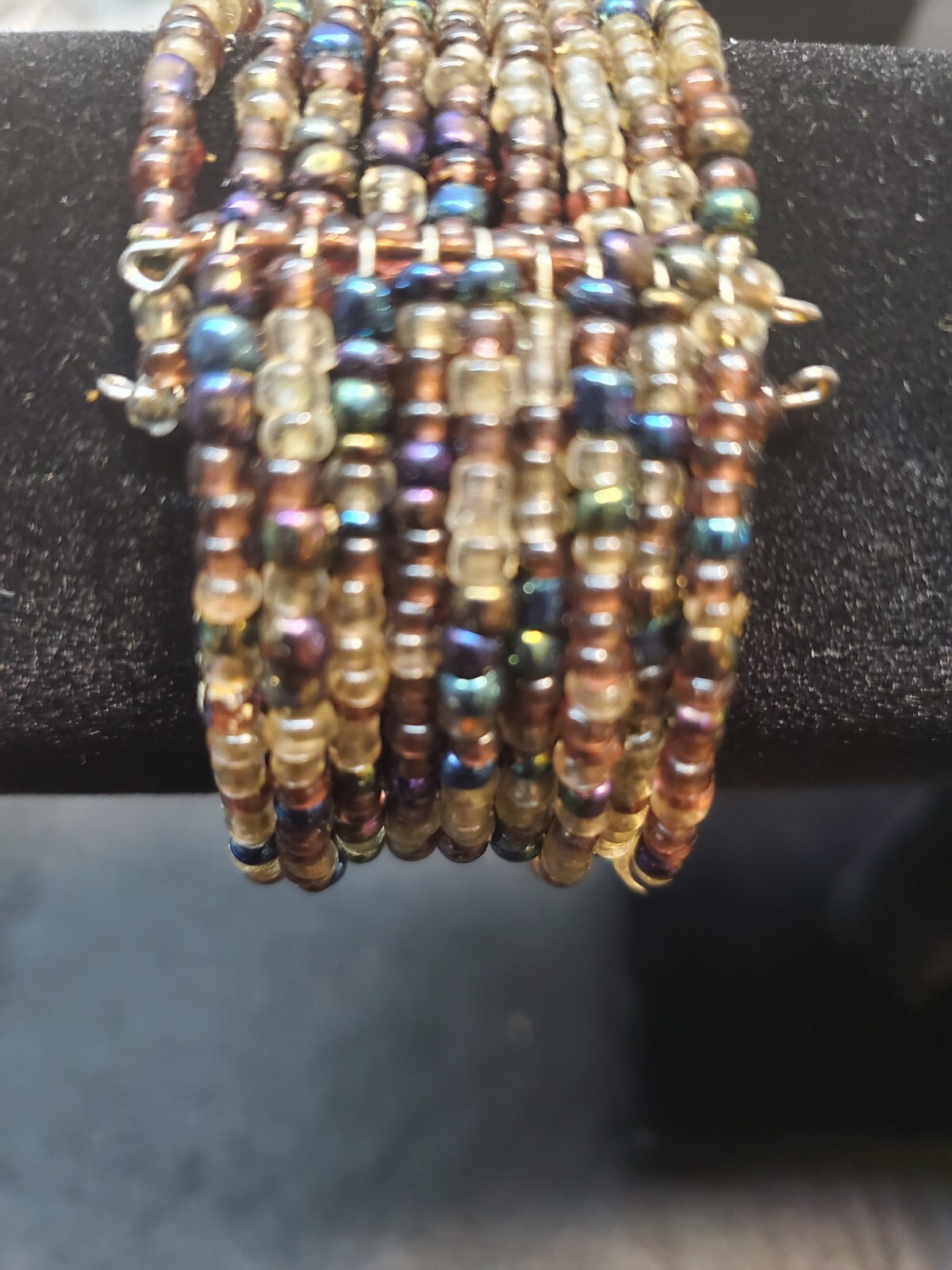 Memory Wire Beaded Bracelets Copper Tone Bead Wra… - image 3