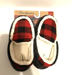 kids buffalo plaid slippers