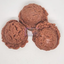 Wax Large Chocolate Ice Cream Scoops, Fake Ice Cream Props, Set of 3 Scoops