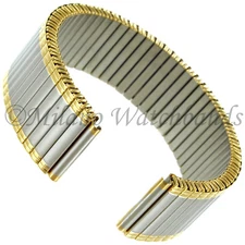 16mm or 18mm Hirsch Two Tone Stainless Steel Twist-O-Flex Mens Watch Band 3155