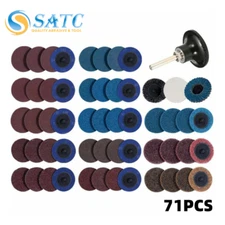 71PCS 2" Quick Change Roll Lock Sanding Discs Set Die Grinder Disc W/ 1/4 Holder