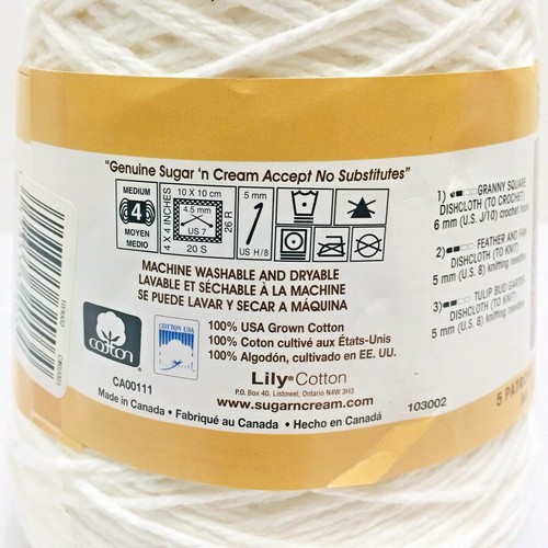 Lily Sugar'n Cream 100% Cotton Yarn 14 oz.Cones White, 103002 - Picture 6 of 11