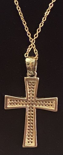 Gold Plated Cross And Chain With Cubic Zirconia. Not Marked - Picture 3 of 6