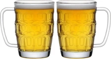 22Oz Plastic s with Handles Set of 2, Clear Resuable Beer Stein Drinking Cups fo