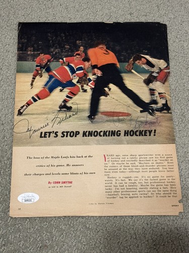 Maurice Richard & Andy Bathgate VINTAGE Signed 8.5 X 11 Magazine Photo w/JSA - Picture 1 of 2