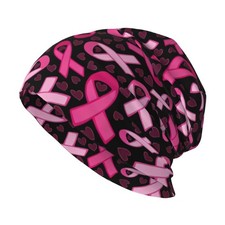Breast Cancer Awareness Beanie Chemo Hats for Women Men Slouchy Cancer Headwear