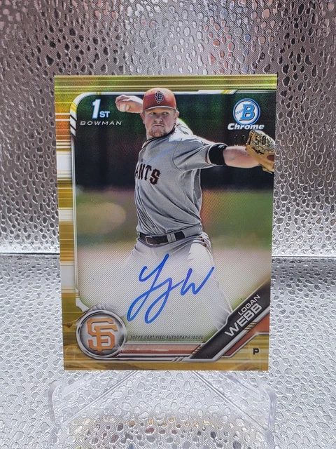2019 Bowman - Chrome Prospect Autographs Logan Webb #CPA-LW Gold Refractor 16/50