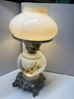 Shabby Chic Milk Glass Vintage White Floral Lamp Gone with the wind Style