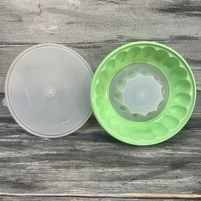 Vintage Tupperware Jello Mold 1201 Mint Green With Lid 3 Piece MCM 