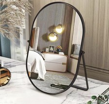 Gosider Schminkspiegel oval Schwarz Metallrahmen tragbar einseitig schwenkbar