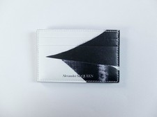 ALEXANDER MCQUEEN black  white paint job leather card holder authentic designer