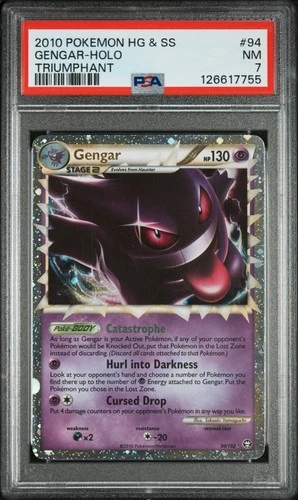 2010 POKEMON HEARTGOLD & SOULSILVER TRIUMPHANT #94 GENGAR-HOLO PSA 7
