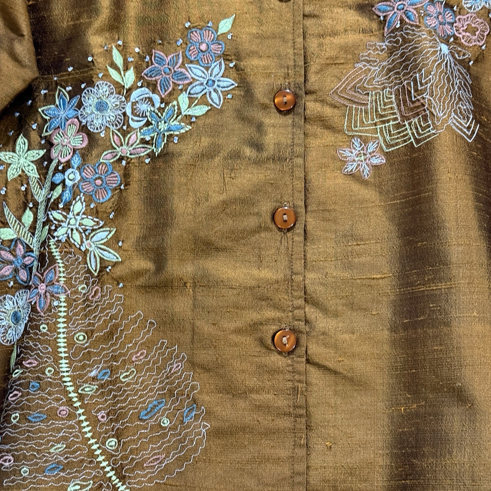 Coldwater Creek Large Silk Embroidered Mandarin C… - image 2