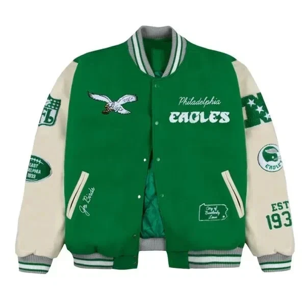 Philadelphia Eagles Go Birds Golf Wang Kelly Green Letterman Varsity Men Jacket