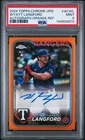 9870 Wyatt Langford 2024 Topps Chrome Update Orange Refractor Auto RC /25 PSA 9
