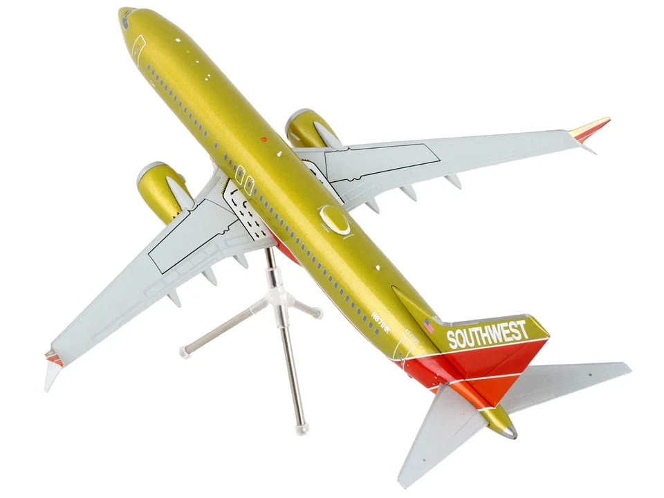 Boeing 737 MAX 8 Southwest Airlines Oro Rojo Gemini 200 1/200 Modelo Diecast Foto 2 de 4