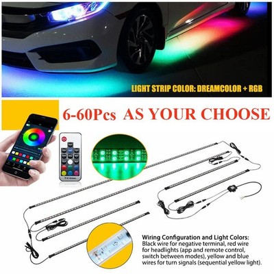LED RGB Strip Under Car Tube Underglow Underbody System Neon Light Kit Lamps Bar