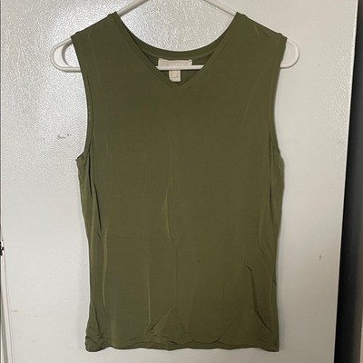 MaxMara Large Khaki Green V-Neck Tank Top