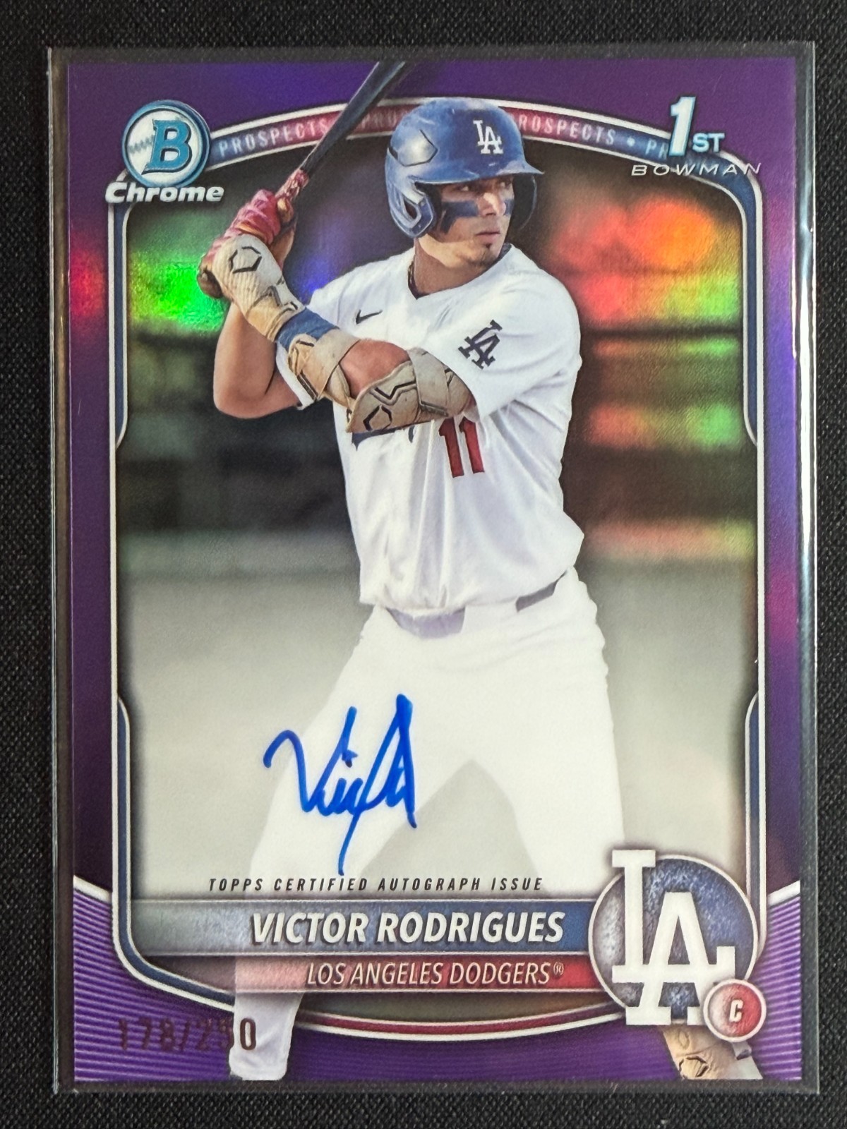 2025 Bowman Chrome 1st Victor Rodrigues True Purple Auto /250