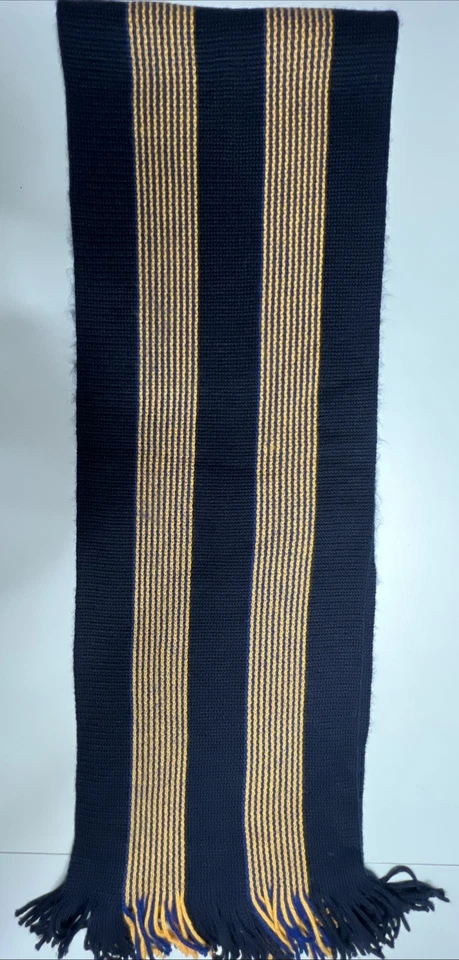 Nautica Unisex Bufanda Mezcla Lana Nave Azul Dorado Rayas Tejido Flecos Clásico Foto 4 de 4