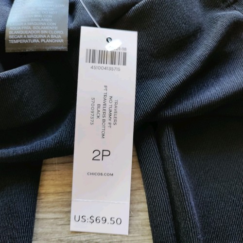 Pantalones para mujer Chicos Travelers talla 2P EE. UU. 12/14P sin barriga negros elásticos ajustados - Imagen 4 de 7