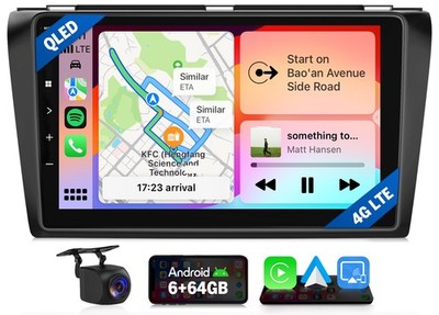 For 2004-2009 mazda 3 Android 9'' QLED 6+64 Car Stereo Head Unit CarPlay Qualcomm
