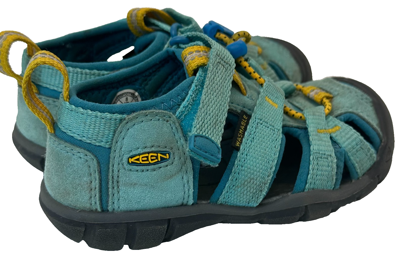 Sandali Keen bambino Seacamp II CNX blu acqua giallo taglia 8 giovani gioco escursione recesso