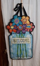 Welcome Door Banner Fresh Flowers See Photos for Condition Pre-owned