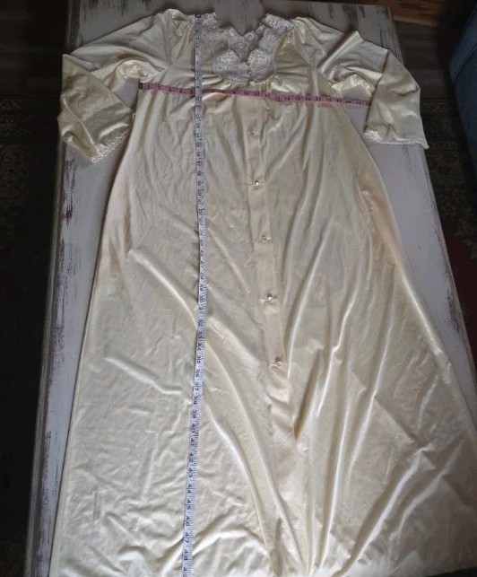 Shadowline Yellow Button Front Nylon Maxi Nightgo… - image 10