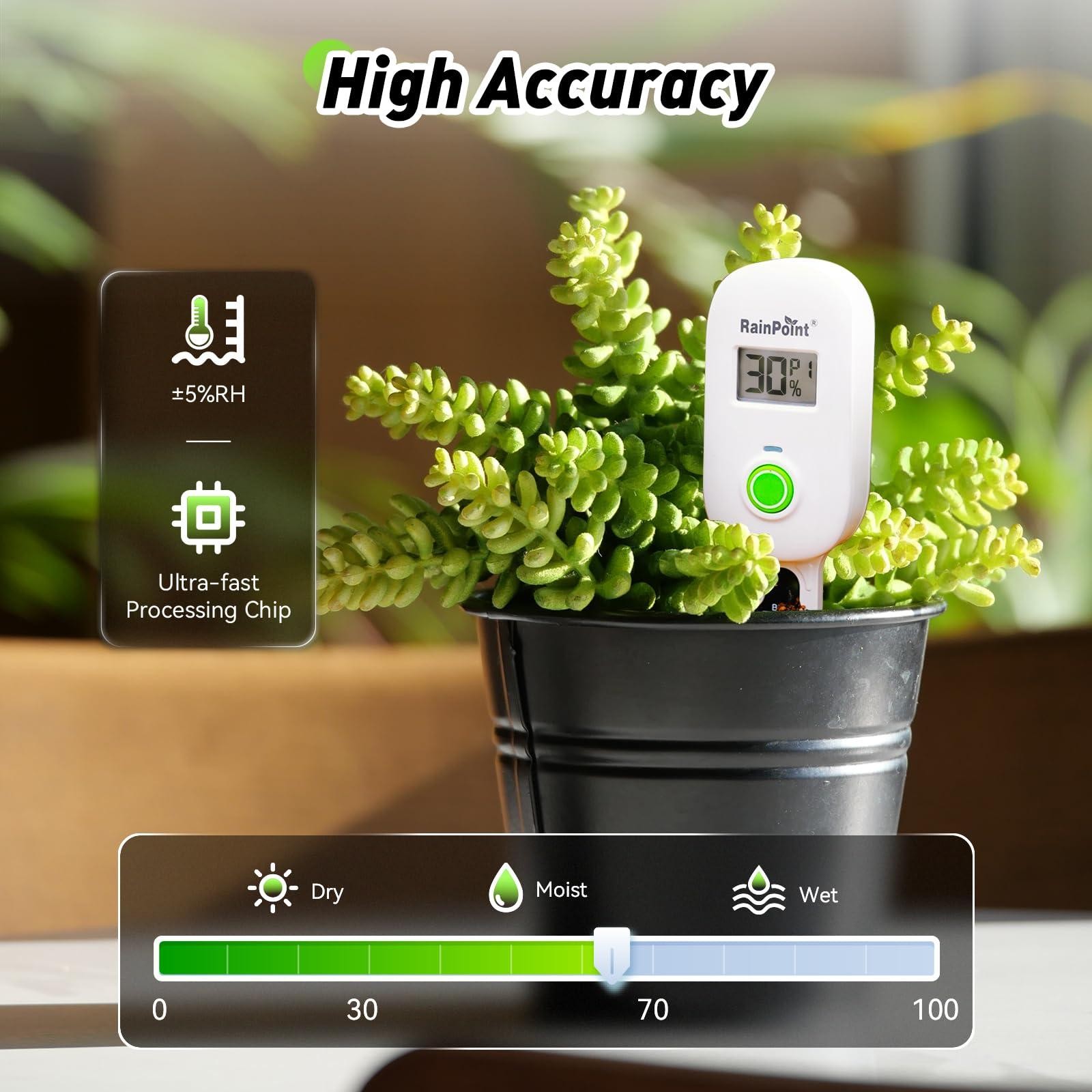 RAINPOINT Smart Soil Moisture Meter LCD Display Indoor Outdoor Garden Sensor