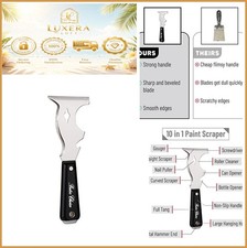 10 in 1 Paint Scraper Tool Steel Blade Wood Handle Paint Removal Plastering
