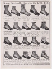 Victorian Boys & Girls Heavy Leather Shoes Designs Antique Graphic Advertising F