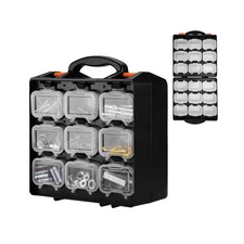 ValueMax Small Parts Organizer Box, Double-Sided Tool Box with 18 Removable B...