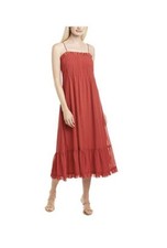 Madewell NWT Pintuck Cami Spaghetti Strap Red Midi Dress; Size 10; Retails $138