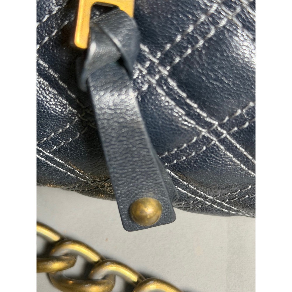Marc Jacobs Stam Bag Navy Blue Quilted Leather Kiss Lock Frame Made in Italy image 7