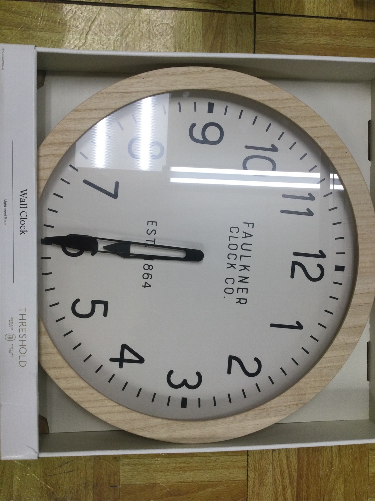 Threshold Wall Clock Light Wood Finish - Hangs Crooked, Parts, Repairs,