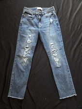 Abercrombie Kids Girls High Rise Ankle Straight Distressed Blue Jeans 15/16