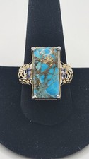 D'Joy Matrix Turquoise & Tanzanite Ring Plat Over Sterling Silver Size 10